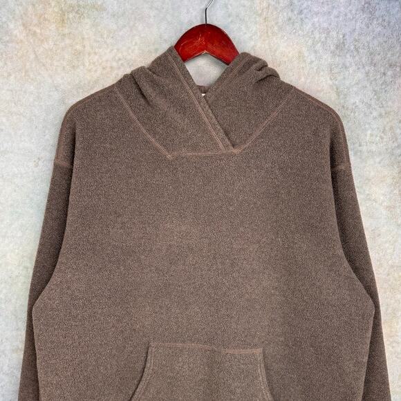 VTG Y2K Eddie Bauer Fleece Hoodie Sweatshirt Sz M Green Gray Pullover - Picture 2 of 7